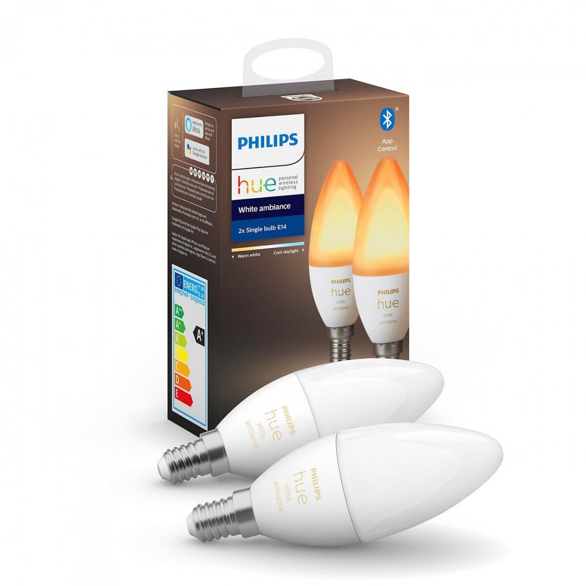 Philips Hue 8719514266902 2x LED žiarovka 1x5,2W   E14   470 lm   2200 - 6500K - Bluetooth, White Ambiance