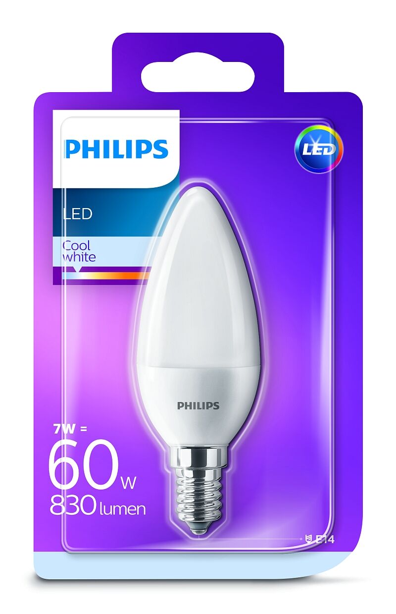 Philips LED 7W/60W B38 E14 CW FR ND RF 1BC/6