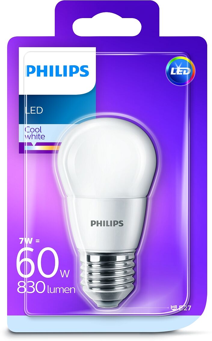 Philips LED 7W/60W P48 E27 CW FR ND 1BC/6