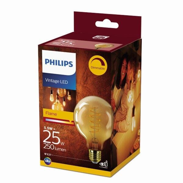 Philips Vintage classic LED 5,5W/25W 250lm G93 E27 2000K GOLD stmievateľná