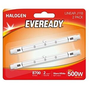 Eveready ECO Halogen 400W (500W Equivalent) Linear Light Bulb, Pack of 2, R7s, 5