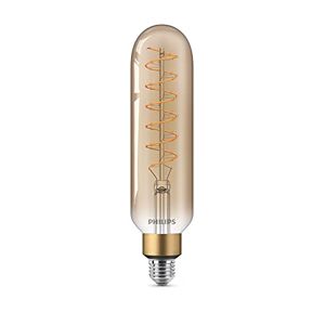 Philips LED Giant Gold Dimmable Tubular Light Bulb [E27 Edison Screw] 6.5W - 40W Equivalent, Flame 2000K.