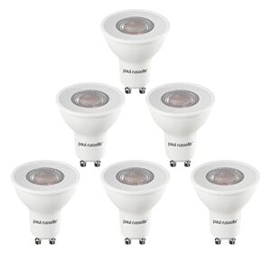 paul russells GU10 LED Bulbs – Pack of 6-75W Spotlight Equivalent, 7W 560lm Energy Saving Light Bulbs, 36° Wide Beam - 6500K Daylight Frosted - Non-Dimmable Lamps