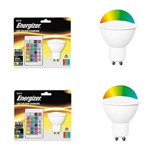 Energizer Colour Changing GU10 LED RGB+W with Remote Control (2 Pack)