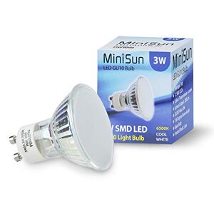 MiniSun Branded 3W Super Bright GU10 Energy Saving LED Light Bulb [6500K Cool White]