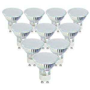 MiniSun Pack of 10 Branded 3W Super Bright GU10 Energy Saving Frosted Lens LED Light Bulbs [6500K Cool White]