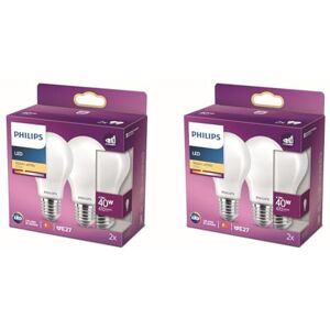 Philips LED Premium Frosted A60 Light Bulb [E27 Edison Screw] 4.5W - 40W Equivalent, Warm White (2700K), Non Dimmable (Pack of 2)