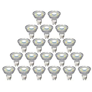 paul russells GU10 LED Bulbs – Pack of 20-35W Spotlight Equivalent, 4W 450lm Energy Saving Light Bulbs, 100° Wide Beam - 4000K Cool White Frosted - Non-Dimmable Lamps