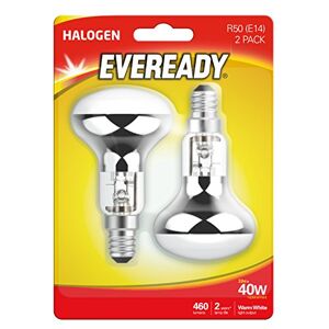 Eveready ECO Halogen 30W (40W Equivalent) R50 Cap Light Bulb, Pack of 2, E14, 40 W