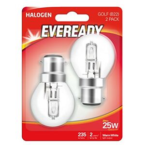Eveready ECO Halogen 20W (25W Equivalent) Mini Globe B22 Cap Light Bulb, Pack of 2, 25 W