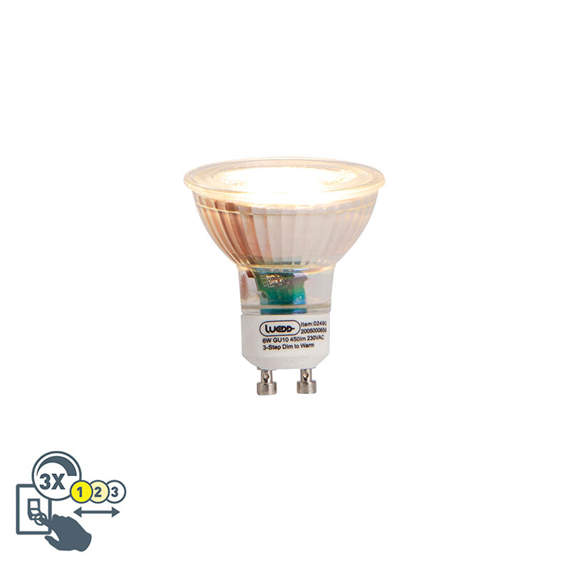 LUEDD GU10 3-step dim to warm LED lamp 6W 450 lm