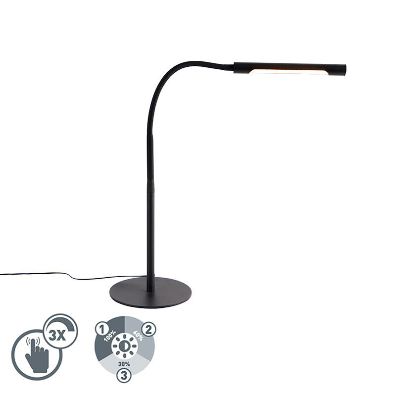 QAZQA Design table lamp black incl. LED with touch dimmer - Palka