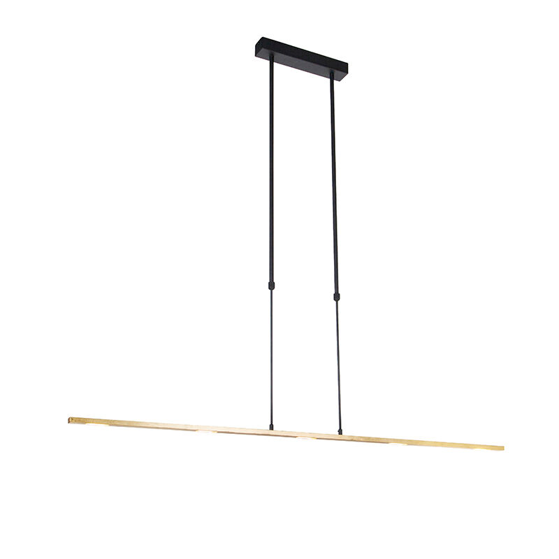 QAZQA Hanging lamp black with gold incl. LED dimmable - Bold