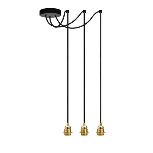 Borough Wharf Aaden 3-Light Bulb Pendant Borough Wharf Finish: Black/Brass  - Size: 12cm H X 45cm W X 45cm D