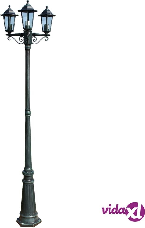 vidaXL Garden Light Post 3-arms 215 cm Dark Green/Black Aluminium