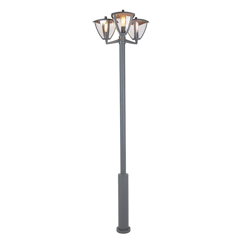 QAZQA Lanterne d'extérieur classique anthracite 230cm 3 lumières - Platar