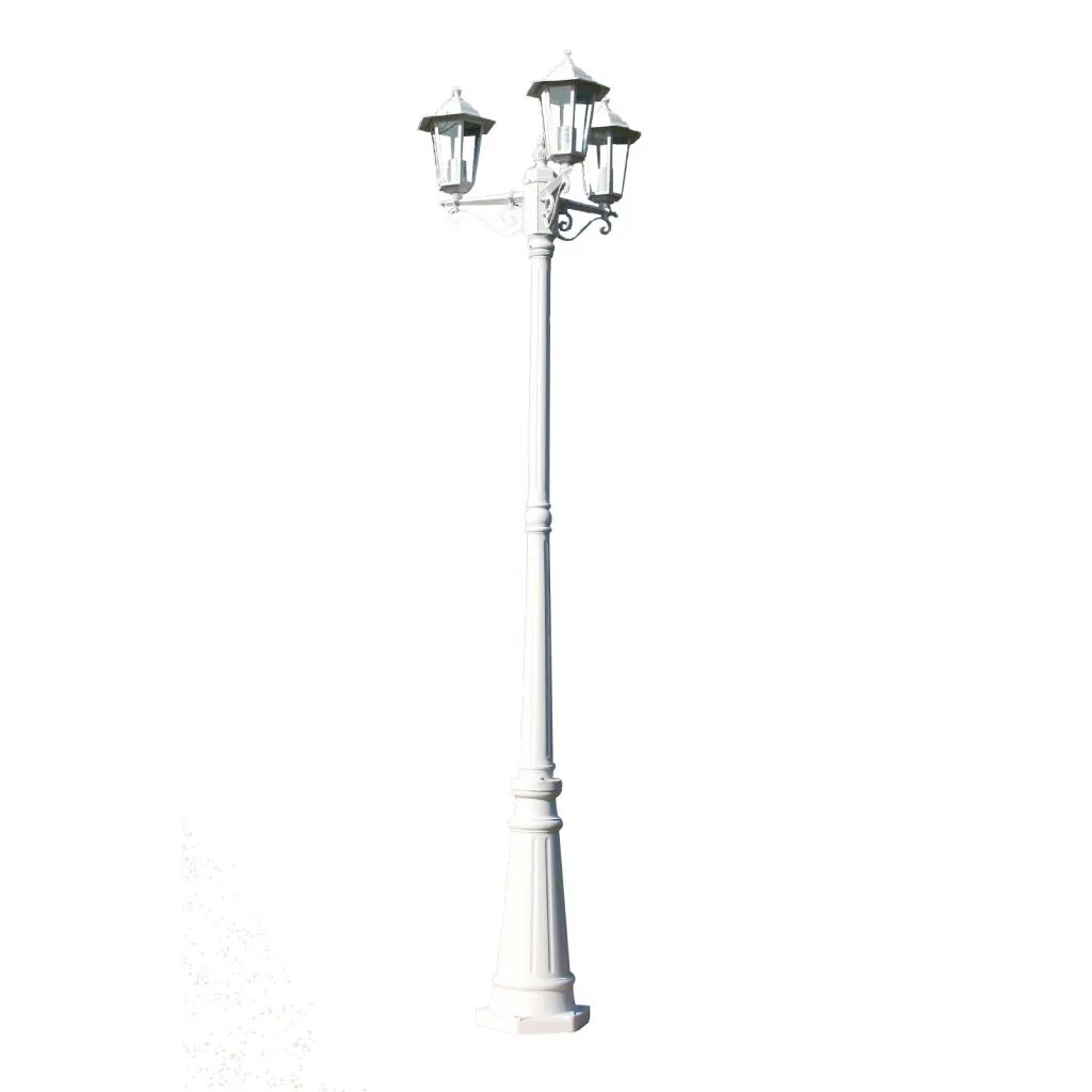 vidaXL Lampadaire de jardin 3 bras 215 cm Blanc Aluminium