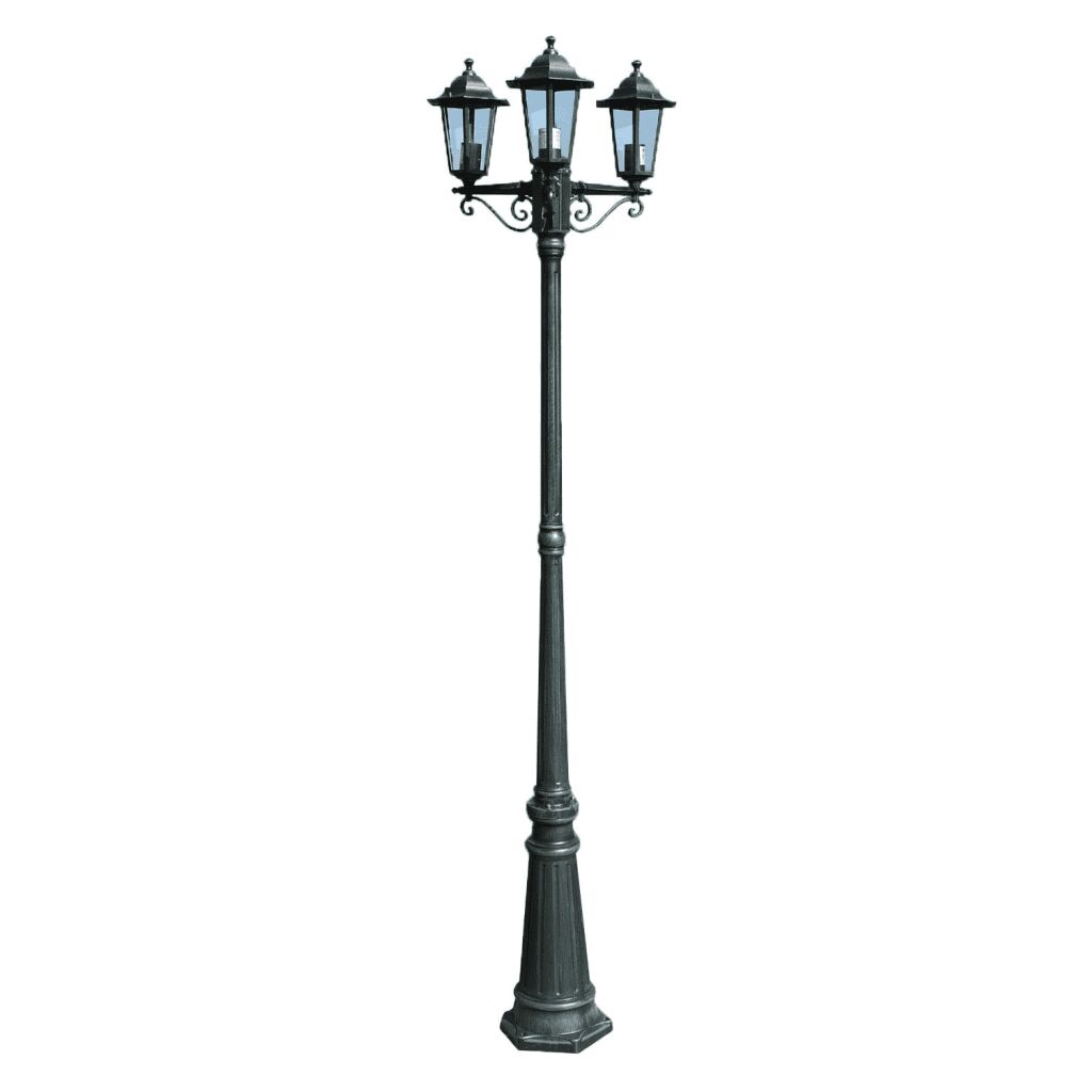 vidaXL Lampadaire de jardin 3 bras 215 cm Vert foncé/Noir Aluminium