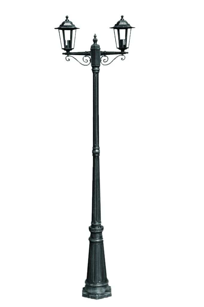 vidaXL Lampadaire de jardin 2 bras 215 cm Vert foncé/Noir Aluminium