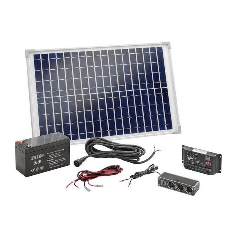 Esotec Kit solaire 20W avec batterie 12V 8 Ah et accessoires