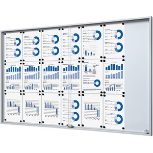 eurokraft pro Schaukasten mit Schiebetüren, Außen-BxHxT 1566 x 947 x 50 mm, Metallrückwand