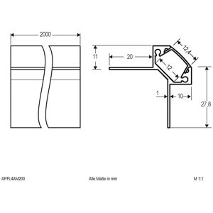 EVN APFL4 Alu-Fliesen-Eckprofil außen 200cmx3,8cm