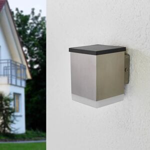 LINDBY LED-Solar-Außenwandleuchte Tyson, eckig, satiniert