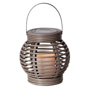 STAR TRADING Braune Solar-Leuchte Lantern in Rattanoptik m. LED