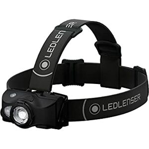 Ledlenser MH8 Outdoor Stirnlampe LED, Schwarz, aufladbar mit Akku, 600 Lumen, fokussierbar, Leuchtdauer bis 60h, Rot-/Grün-/Blaulicht, 2xAA Batteriebetrieb möglich, Transportsperre, Jagd, Angeln