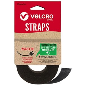 VELCRO Brand Velcro Marke   Eco One-Wrap Wiederverwendbare Gurte, wiederverwendbar, flexibel und vielseitig, Allzweckbänder für Heimwerker, schwarz, 25 mm x 3 m