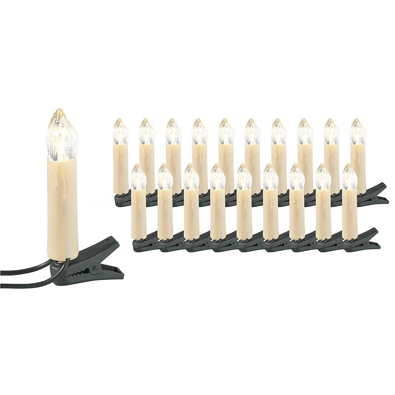 Lunartec LED-Weihnachtsbaum-Lichterkette mit 20 Kerzen, 3 Watt