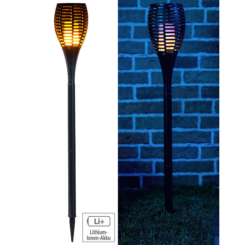 Luminea LED-Gartenfackel, realistisches Flammenflackern, 2.200-mAh-Akku, IP44