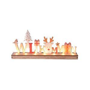 TrendLine LED Holzsilhouette Willkommen 45 x 20 cm warmweiß mit Timer