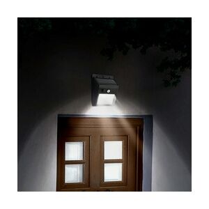 LED Solar Wandleuchte Fassadenleuchte für den Außenbereich mit Bewegungs-Sensor in schwarz   87 x 43 x 115mm (B. x L. x H.)   100 Lumen   Kaltweiß