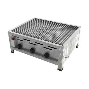 ChattenGlut Professional Gastrobräter 3-flammig Tischgerät 10,8 kW mit Gewerberegler und SBS 650x530x270mm mit Einzelne Edelstahlstäbe als Rost