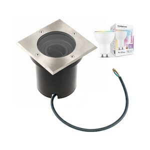 5 Watt eckige LED Einabu Boden-Spot Bodenleuchte Bodenstrahler Wegleuchte   schwenkbar aus Edelstahl   130 x 130 x 129mm (B. x L. x H.)   400 Lumen