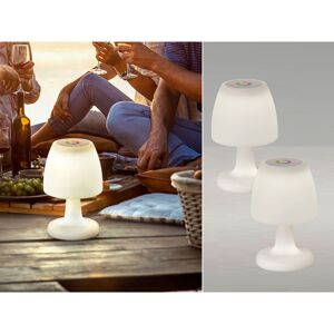 MEINEWUNSCHLEUCHTE 2er SET kleine Outdoor Akku Tischlampen 26cm ohne Kabel - dimmbar & RGB