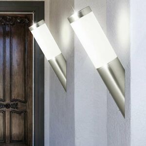 ETC-SHOP 2er Set Außen Wand Leuchten Fassaden Beleuchtung Edelstahl Fackel Lampen inkl. led Leuchtmittel