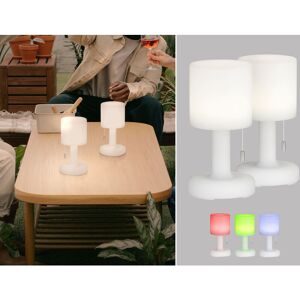 FHL EASY 2er SET Outdoor Akku Tischlampen TERMOLI ohne Kabel - dimmbar & RGB - Höhe 25cm