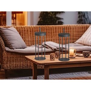 MEINEWUNSCHLEUCHTE 2er set Outdoor Tischlampen 36cm Schwarz ohne Strom mit Akku & usb Kabel