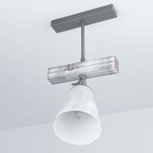 LICHT-ERLEBNISSE Drehbare Deckenlampe Holz in Shabby Weiß Grau E27 AGAP - Shabby Weiß, Taupe (Bilder zeigen Tag- und Nachtaufnahmen)