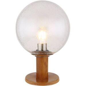 31861W Wandleuchte ossy E27 led 1x15W IP44 Aluminium Druckguss Holzoptik, Glas klar H:38cm Ø25cm - Globo