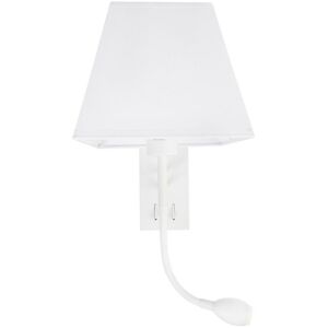 Merano Charlesbourg Leseleuchte Sandweiß Aluminium Weißschirm LED 3Watt 190lm LED E27