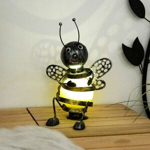 ETC-SHOP Solar Biene außen Biene Deko Gartenfiguren für Außen Metall, Akku schwarz gelb, 1x led 0,06 Watt, h 25 cm, Garten