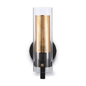 NV GALLERY Wandlampe DAWSON - Wandleuchte, Glas, Messing & schwarzes Metall, H30 - Gold / Schwarz