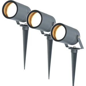 HOFTRONIC™ 3x Spikey LED Erdspießstrahler 5 Watt 400lm  2700K Anthrazit IP65 wasserdicht