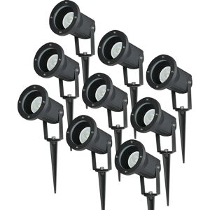 HOFTRONIC™ Satz mit 9 dimmbaren Aluminium Erdspießstrahler 5 Watt GU10 6000K IP44