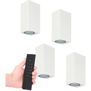 HOFTRONIC™ Satz von 4 dimmbare LED-Wandleuchte Selma Weiß - 2700K - GU10 - doppelseitige Beleuchtung - IP54 - Inkl. Dimmer mit Fernbedienung