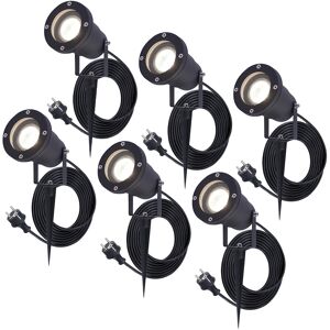 HOFTRONIC™ 6x Sydney Gartenstrahler mit Erdspieß - GU10 - Plug & Play - Neutralweiß 4000K - 5 Watt - Für Außenbereiche - Flutlicht - Schwarz - 1.5 Meter Netzkabel