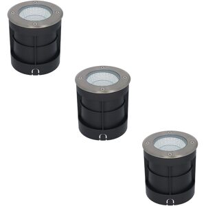 HOFTRONIC™ 3x Donnie LED Gartenstrahler Edelstahl - Rund - 3000K Warmweiß - 6 Watt - IP67 wasserdicht für den Außenbereich - 3 Jahre Garantie